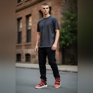 Nike Air More Uptempo Red Black Basketball Shoes 6Y